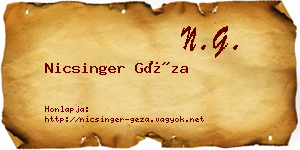 Nicsinger Géza névjegykártya